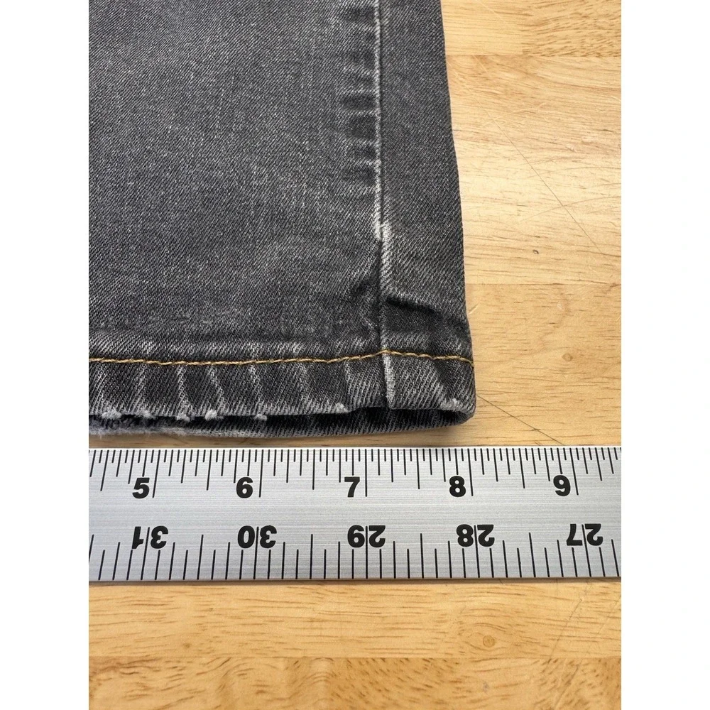 Levis 505 Regular Fit Straight Leg Black Denim Distressed Stretch Men's 40x30‎
